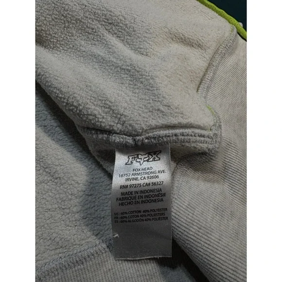 Vintage Fox Racing Hoodie Sweatshirt Womens Large Gray Neon Green Y2K Full Zip - Picture 10 of 12